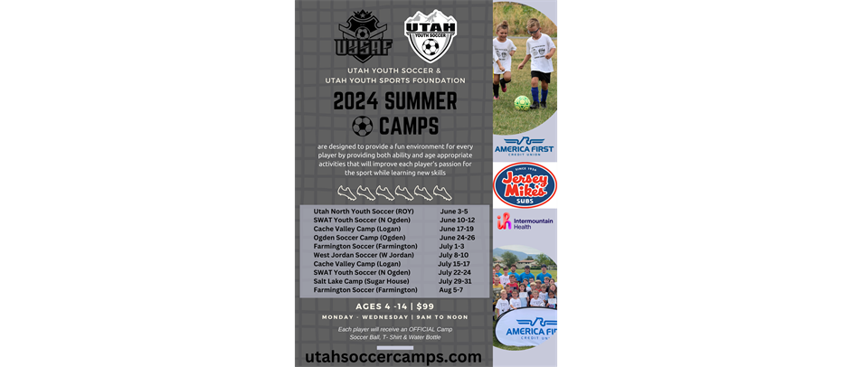 Utah Youth Soccer Camps are now OPEN for Registration!